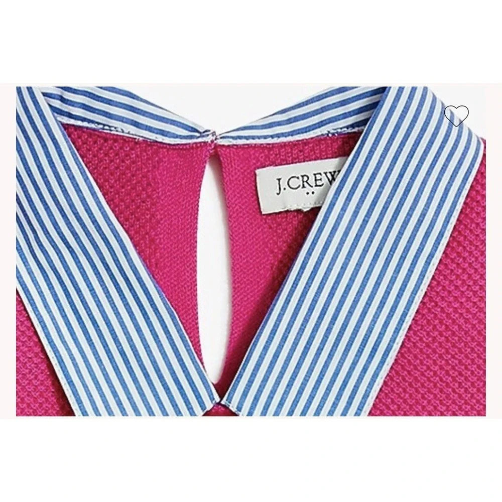 J.Crew Sweater Top Women Small Pink Striped Collar AW366 Short Sleeve Preppy